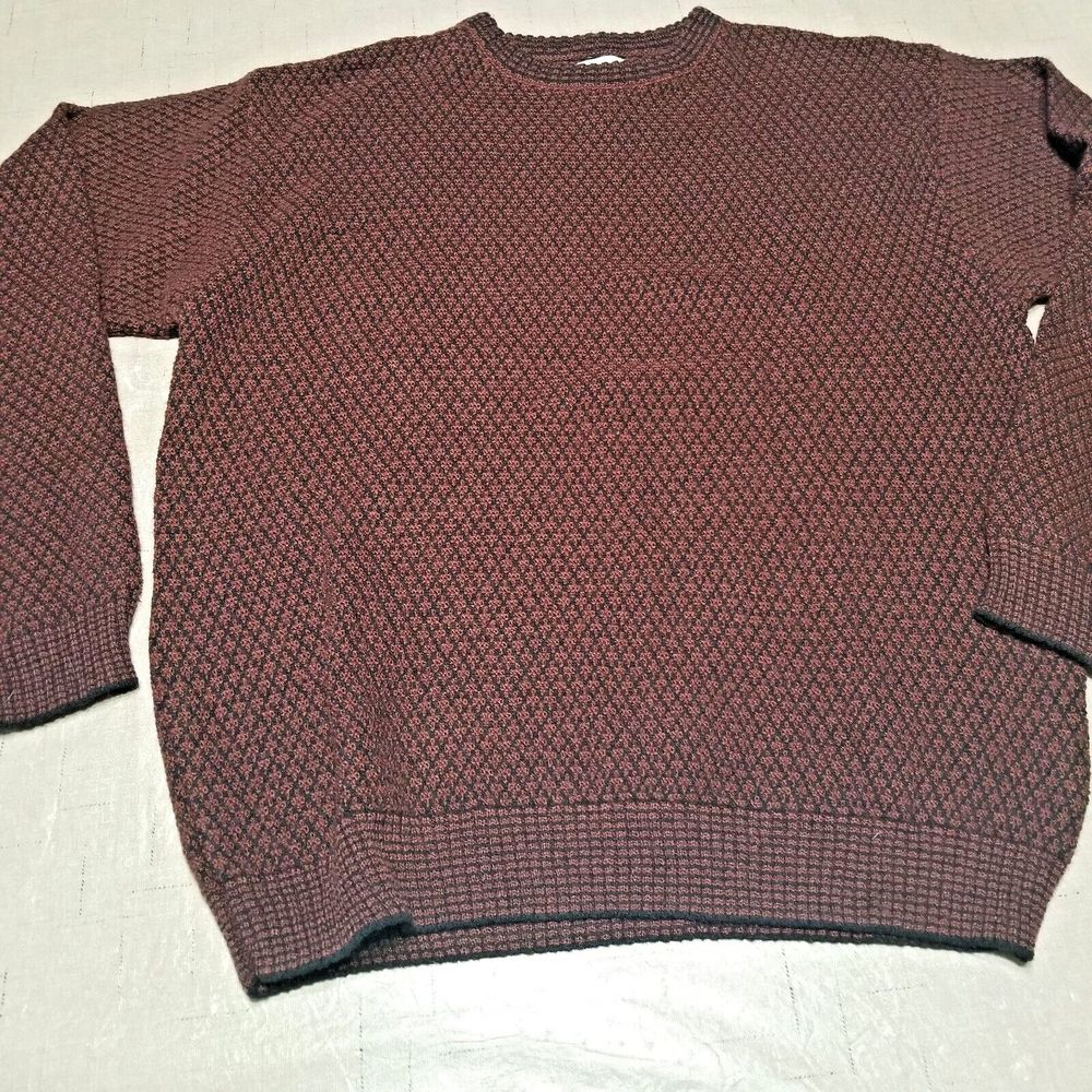 Vintage Men's Sweater Crossings Brick Maroon Size Large Pullover